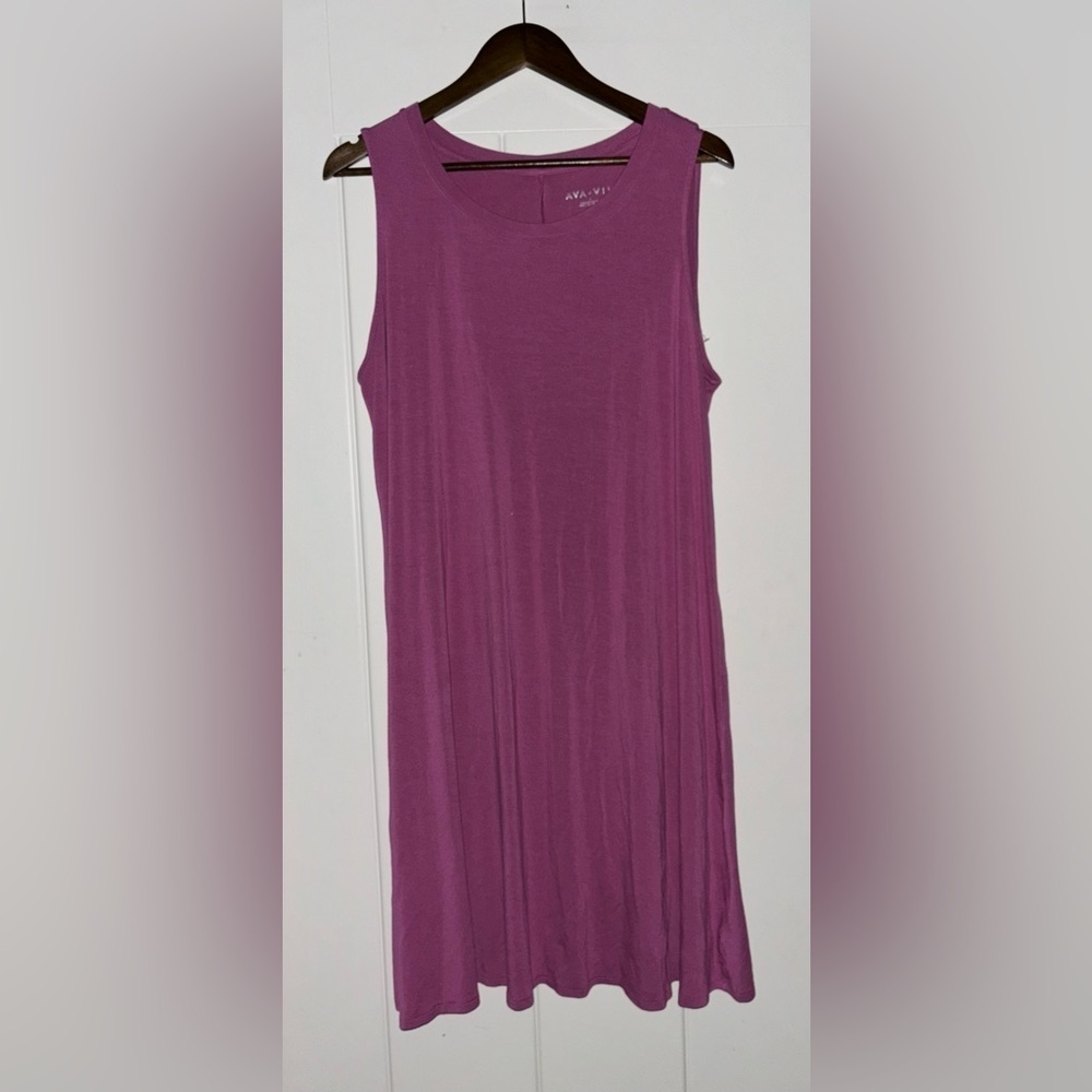 Ava & Viv Tank Dress Purple Summer Lightweight Breathable Flowy Beachy Women XL